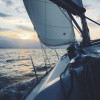 Sailor's point of view heeling into the sunset